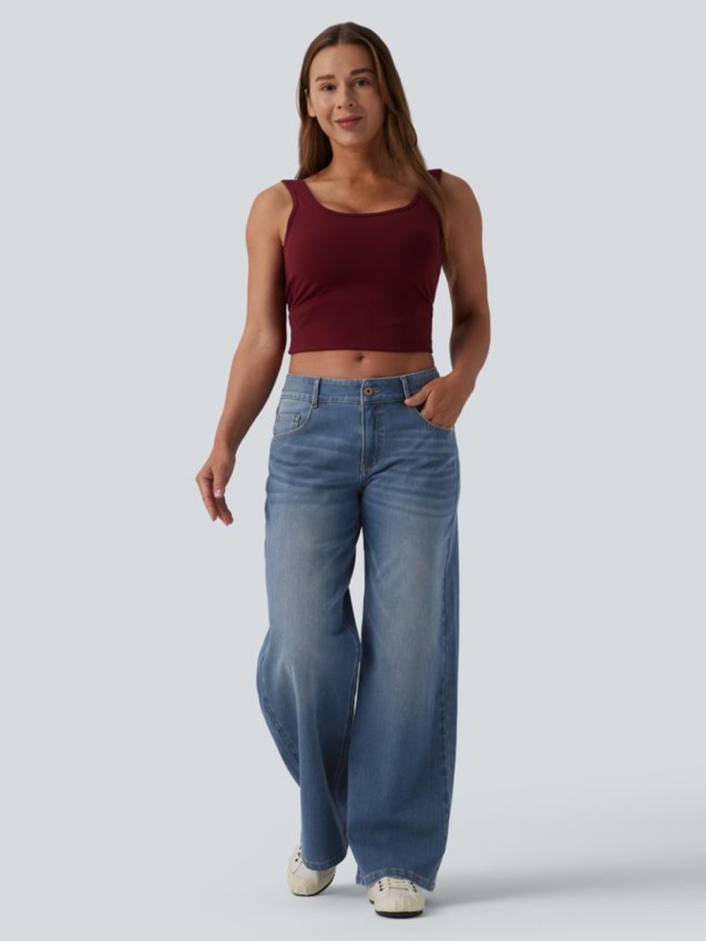 New w tags HALARA Wide-Leg Jeans in Denim. Size M petite size. Low rise